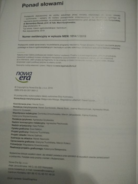 Ponad słowami 1 podręcznik część. 1
