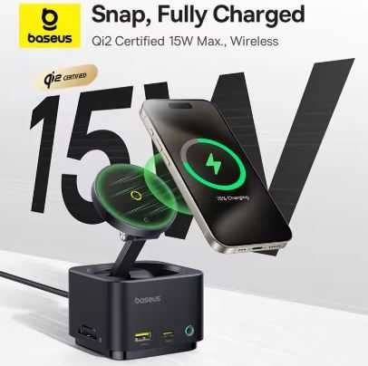 Беспроводное устройство Baseus MagPro II 7-in-1 USB-C Hub with 15W Qi2