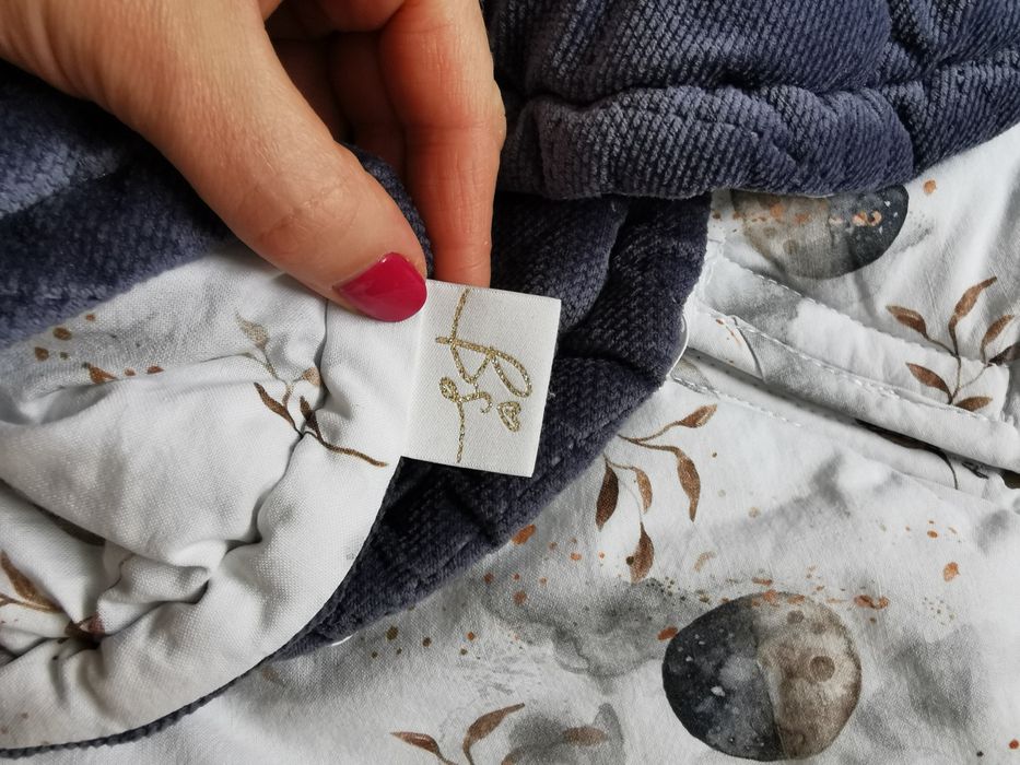 Otulacz gruby kocyk do fotelika Baby Steps granatowy księżyce