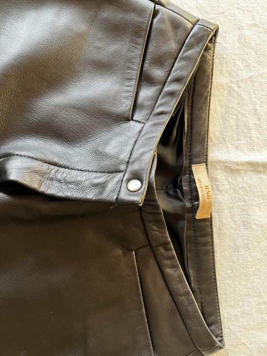 Calças de senhora, 100% pele de ovelha, cor preta