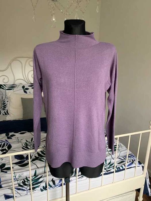 Marks & Spencer fioletowy sweter z półgolfem basic minimalizm S