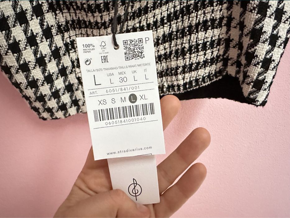 Crop Top quadrados preto & branco L (novo)