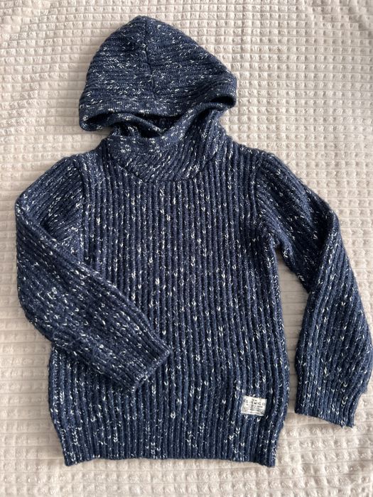 Теплий светр на хлопчика з капюшоном, кофта тепла з шерстю в сладі