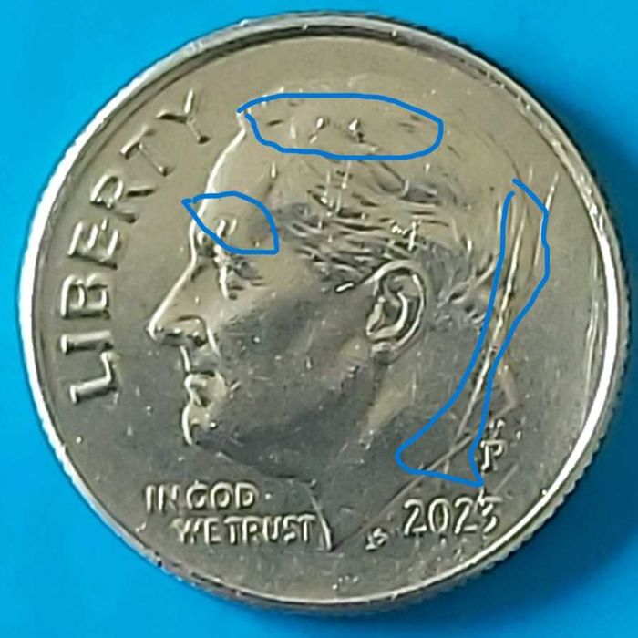 One Dime de 2023 *P* dos USA Franklin Roosevelt  C/Defeito