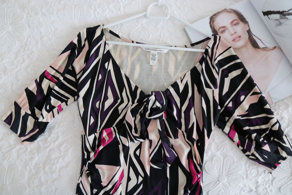 Sukienka 100% jedwab DIANE VON FURSTENBERG 36 S premium desigual wzory