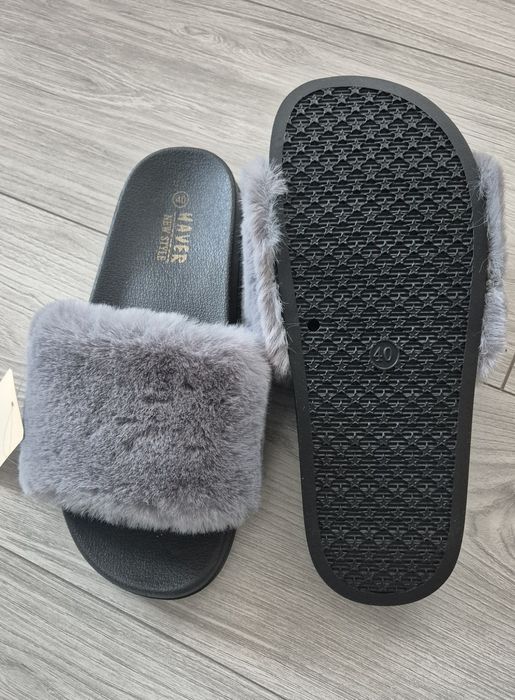 Klapki z futerkiem roz 40