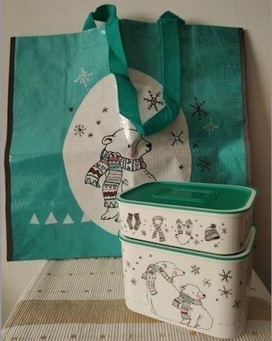 2 Caixas (500ml + 1.3L) + Saco Grande "Urso Polar" Tupperware