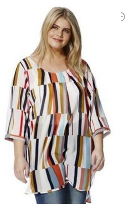 Junarose lekka luźna tunika plus size paski zamek 46