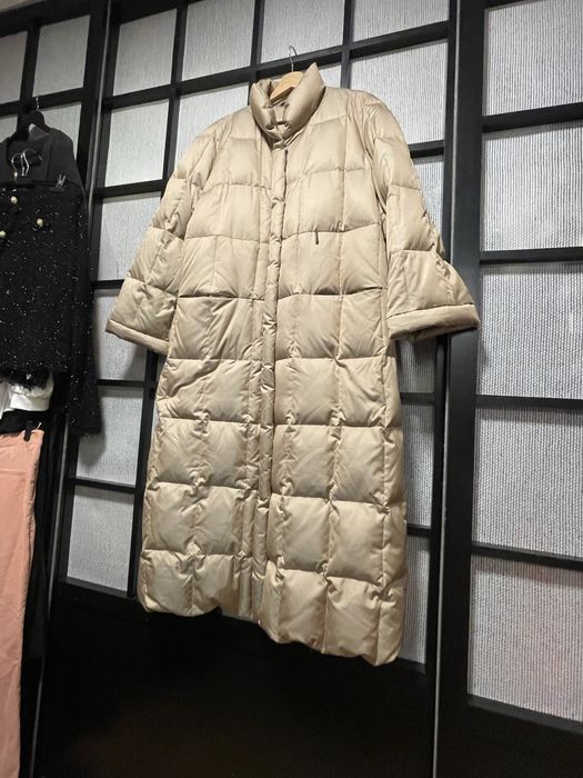 Plaszcz maxi puchowy naturalny XXL bezowy