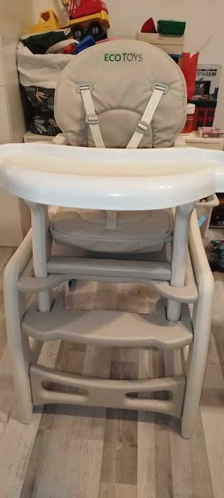 Fotelik krzesełko do karmienia szary 2w1 krzesełko ze stoliczkiem