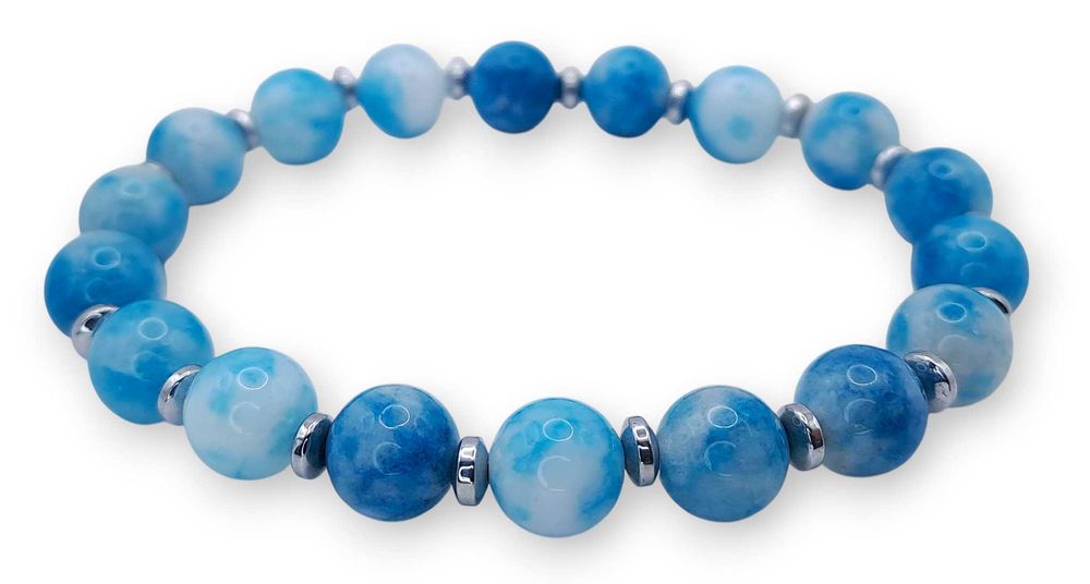 Bransoletka z larimaru i hematytu, LARIMAR, HEMATYT #2559