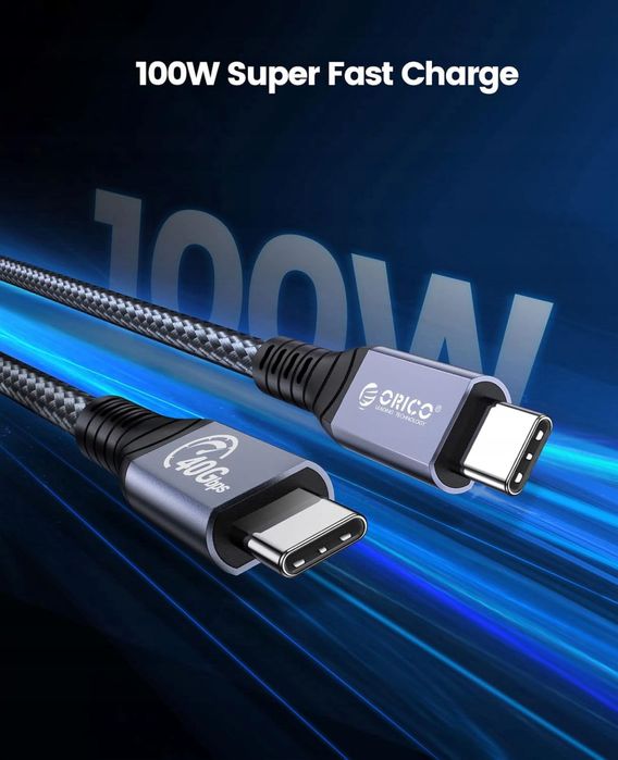 Kabel 0,8m ORICO dla Thunderbolt 4, prędkość transferu 40 Gb/s