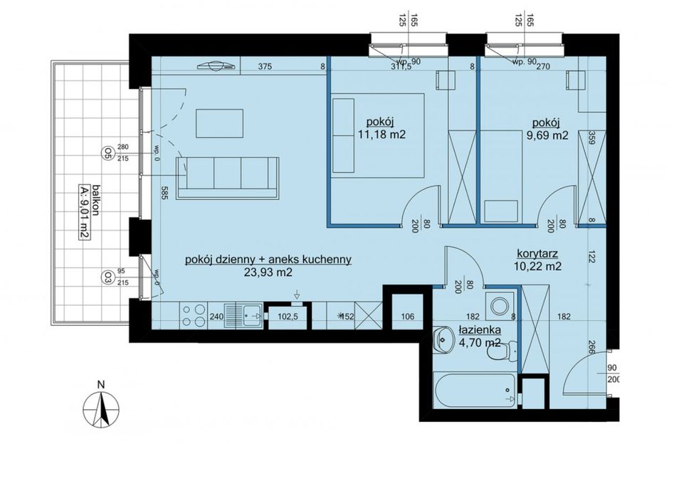3-pokojowe mieszkanie z balkonem | Winogrady | 59,72 m² - Widok 2