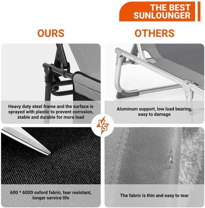 Nowy leżak ogrodowy / 2szt / leżanka / szezlong / przenośny !9392!