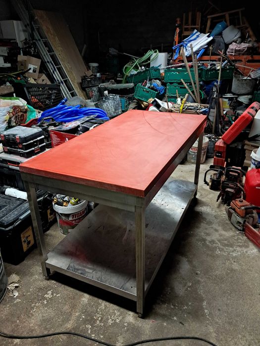 mesa de inox, com tampo de pvc