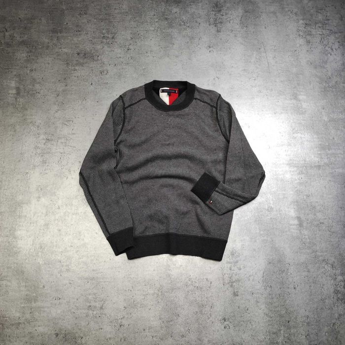 MĘSKI Elegancki Bawełna Sweter Pleciony Logo PREMIUM Tommy Hilfiger