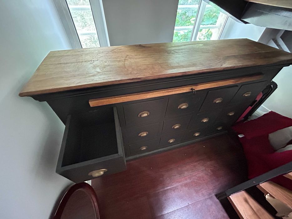 Móvel de trabalho com 15 gavetas – Maisons du Monde – Preto e madeira