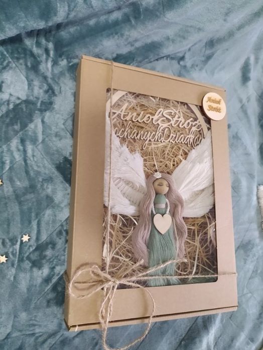 Aniol stróż, makrama, komunia, chrzest