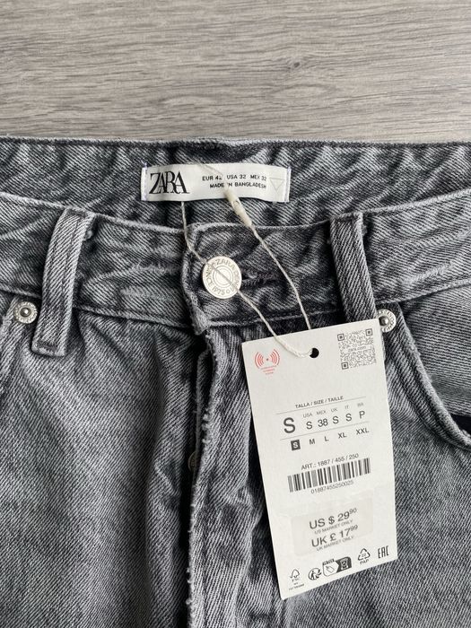 Calças de Ganga Cinzentas Straight Fit Zara Novas