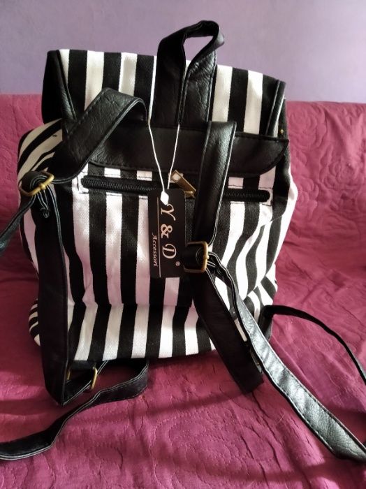 Plecak damski czarno-biały nowy