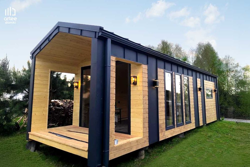 Dom drewniany • modułowy 35 m² • całoroczny • na zgłoszenie • mobilny