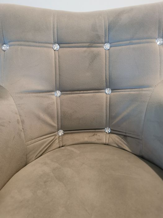 Piękny welurowy, obrotowy, regulowany fotel