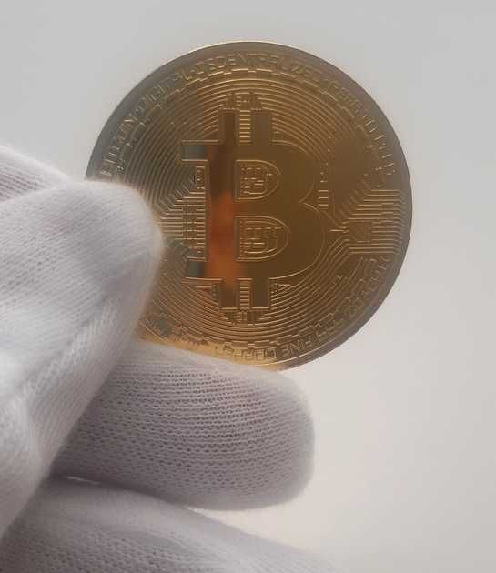 Сувенірна монета Біткоїн(Bitcoin) BTC, на подарунок в капсулі