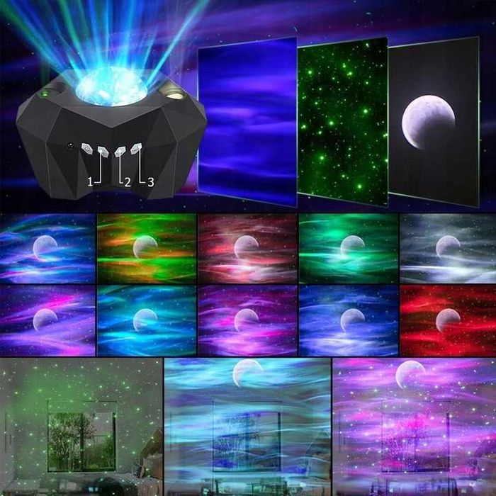 Projektor Gwiazd Sufitowy Zorza Polarna Rzutnik z Pilotem+ Muzyka