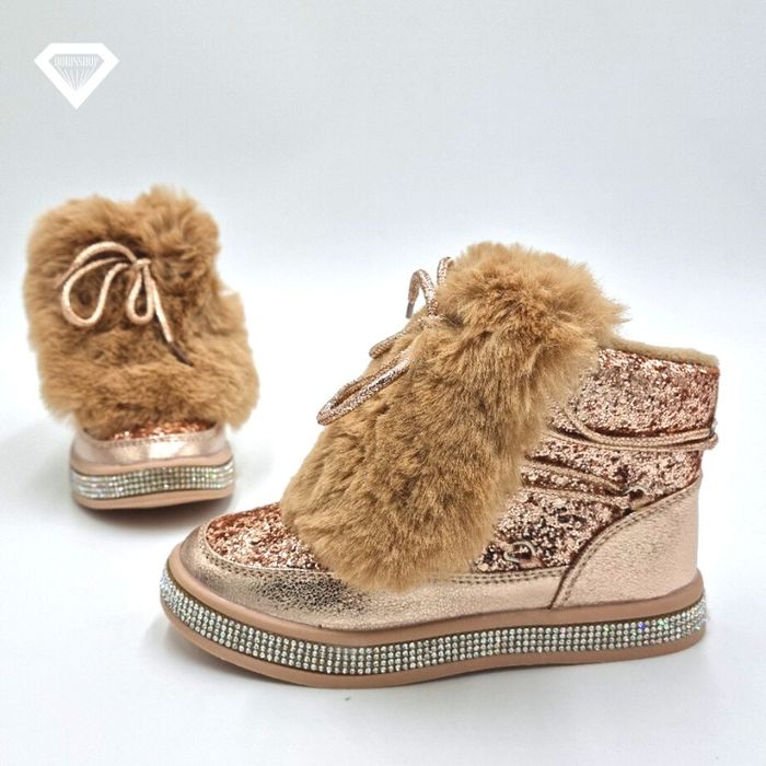 Botki dziewczęce 25 złote futerko 25-30