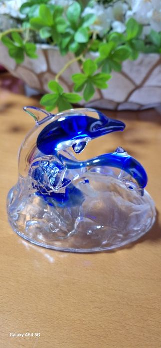 3 peças golfinhos em vidro