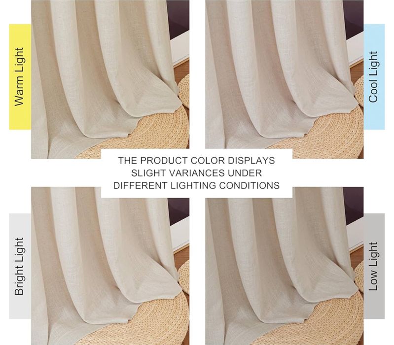2 Pack Zasłony 140x175cm. Len 30%. Półprzezroczyste Na Przelotkach