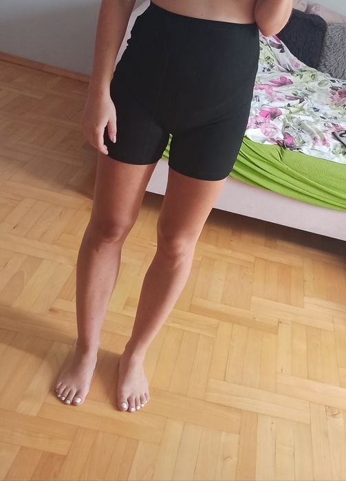 Dwupak ciążowych krótkich spodenek kolarki XS/S czarne panterka