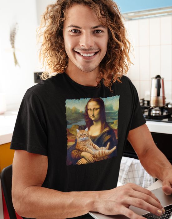 Koszulka mona lisa z kotem czarna 3XL