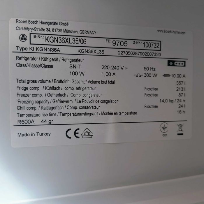 Lodówka wolnostojąca BOSCH - srebrna