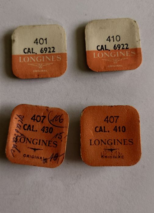Oryginalne części zamienne Longines NOS (cal. 6922, 430, 410) - Zestaw 4 szt.