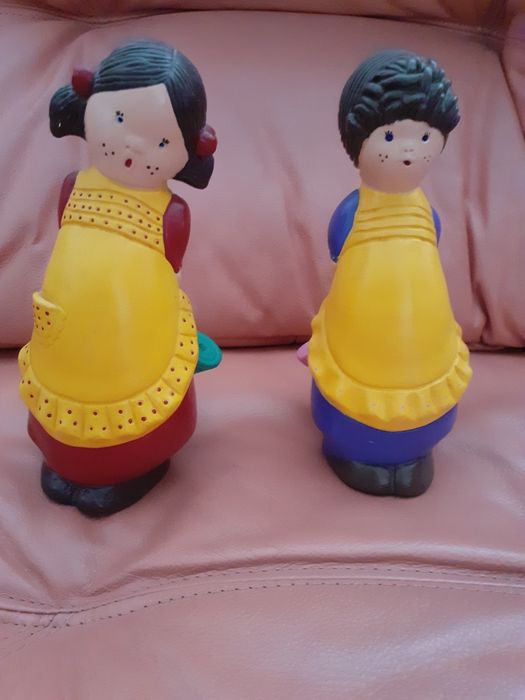Decoration: 2 Hand-Painted Antique Dolls