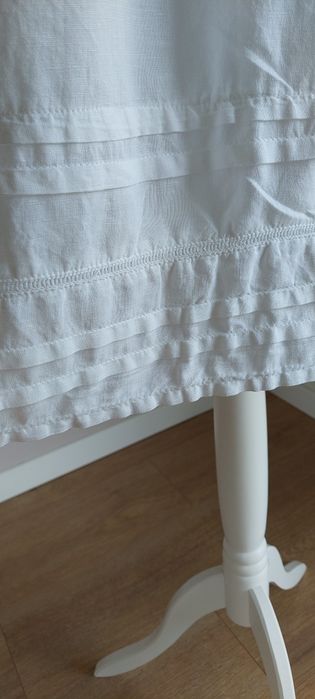 F&F r.42 biała prosta sukienka na lato, LEN+bawełna