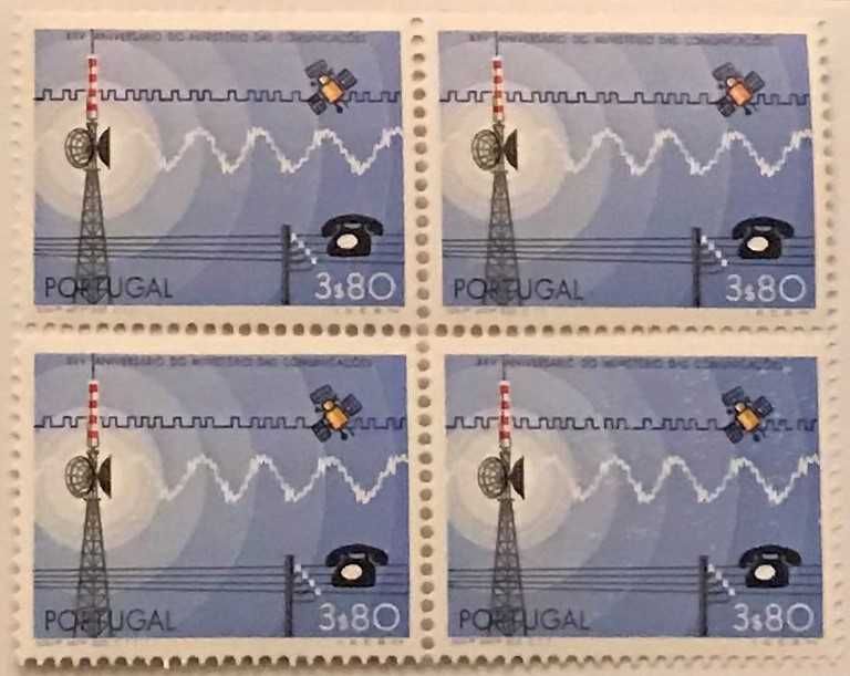 Quadra de selos de 3$80 -25. aniv. do Ministério das Comunicações-1973