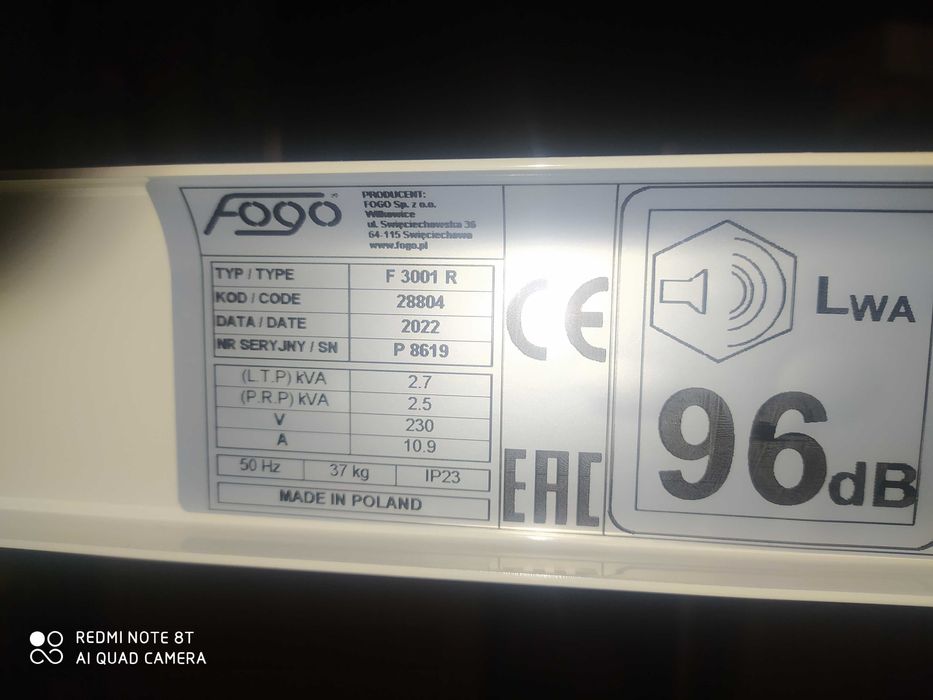 Генератор FOGO F3001R однофазний надійний агрегат в наявності.