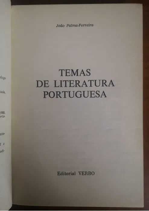 "Temas de Literatura Portuguesa" de João Palma-Ferreira