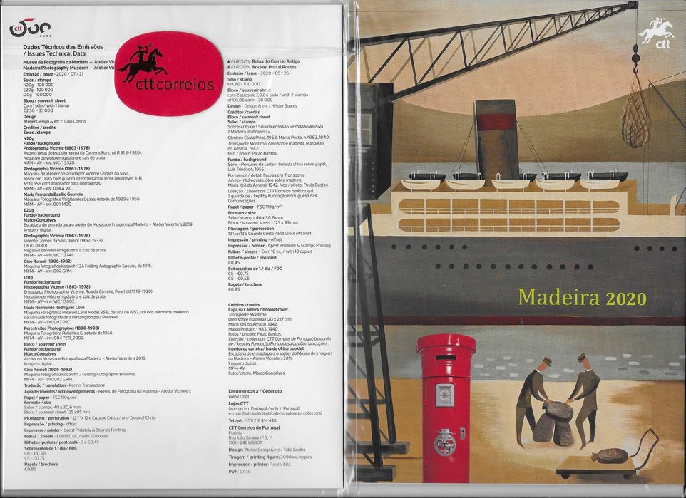 Carteira anual CTT MADEIRA 2020 -selos e blocos novos
