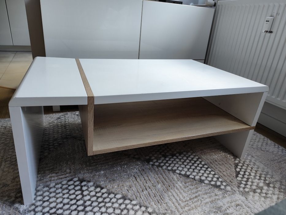 Ława stolik kawowy biały dąb sonoma z półką