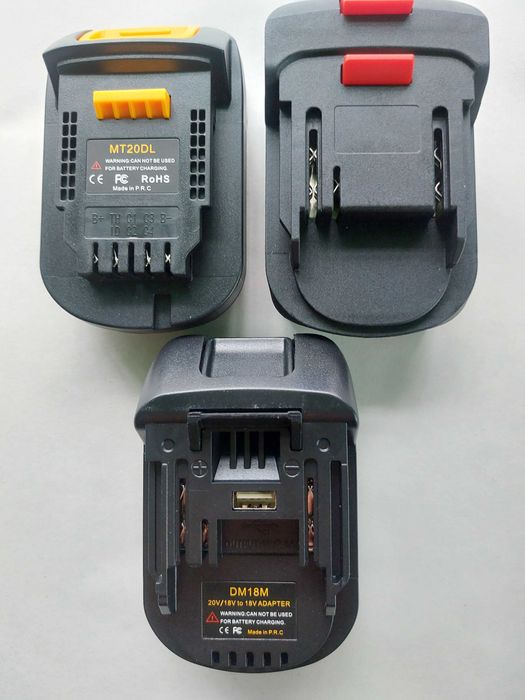 Перехідники з акб Makita/Dewalt на інструмент Dewalt/Makita.