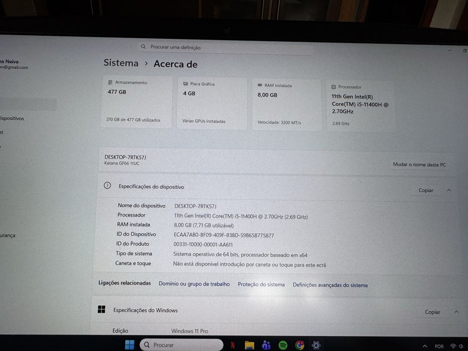 MSI Katana GF66 11UC | i5-11400H | RTX 3050 | 8GB RAM | 500GB SSD