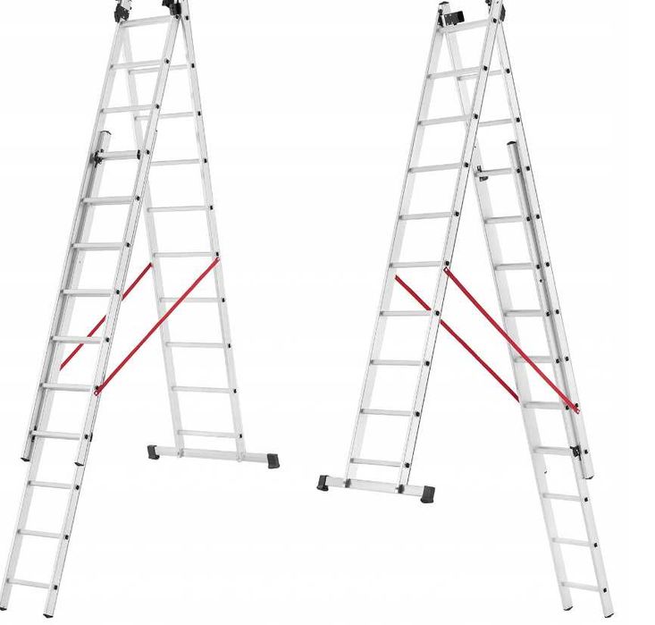 DRABINA aluminiowa  3x14 HIGHER/ALOSS,.wys robocza 11 m,na schody,nowa