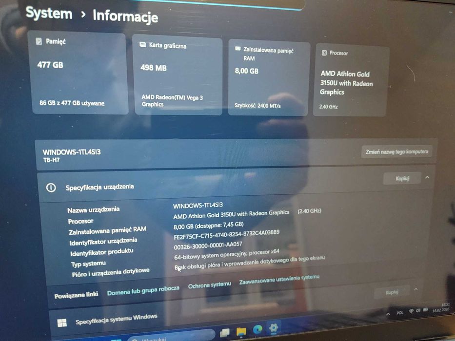 Nowy cienki laptop netbook AMD 8gb ddr4 512gb SSD