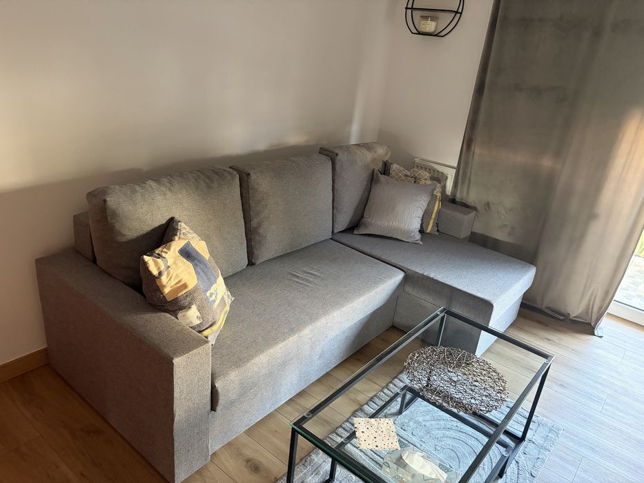 Narożnik kanapa, Flat funkcja spania , NOWA szara