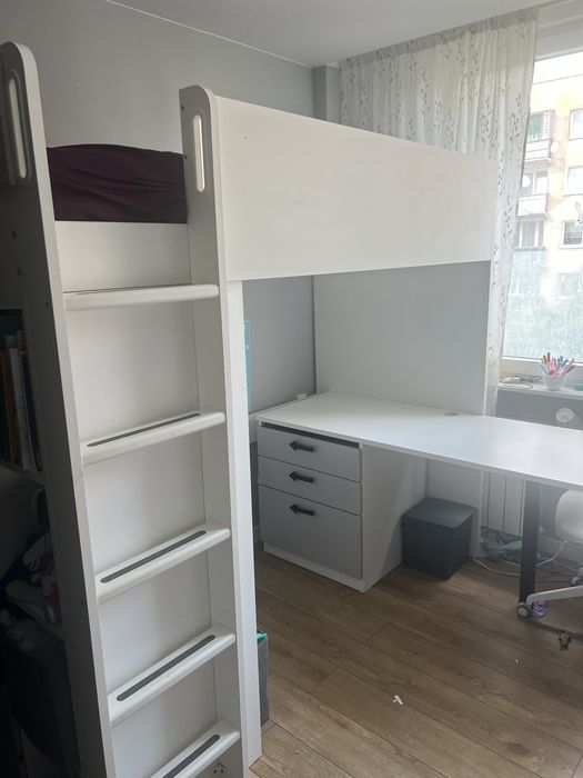 Ikea smastad lozko piętrowe z szafa i biurkiem