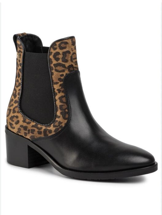 Жіночі черевики челсі козаки з леопардовим принтом