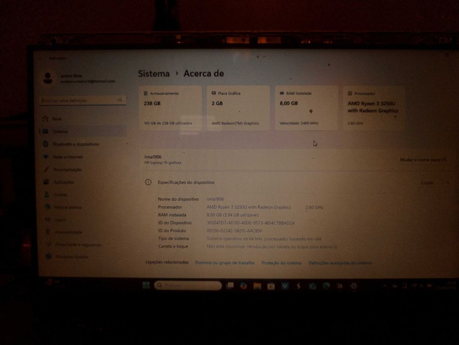 Portátil HP  com mais ou menos 4 anos